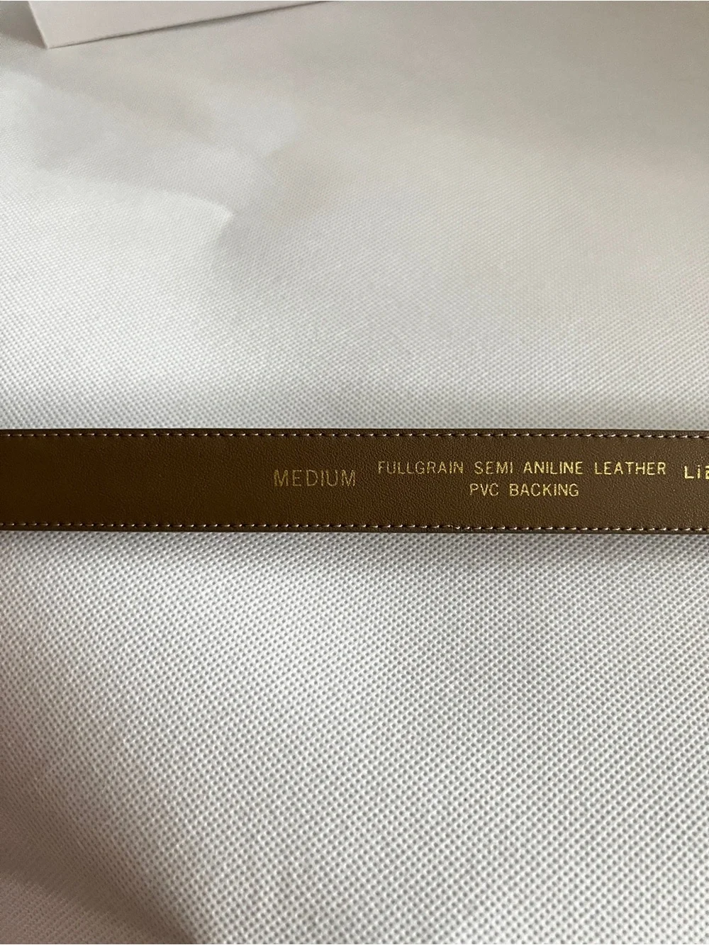 Vintage Liz Claiborne Full-Grain Leather Gray Belt Gold Tone Hardware Buckle M